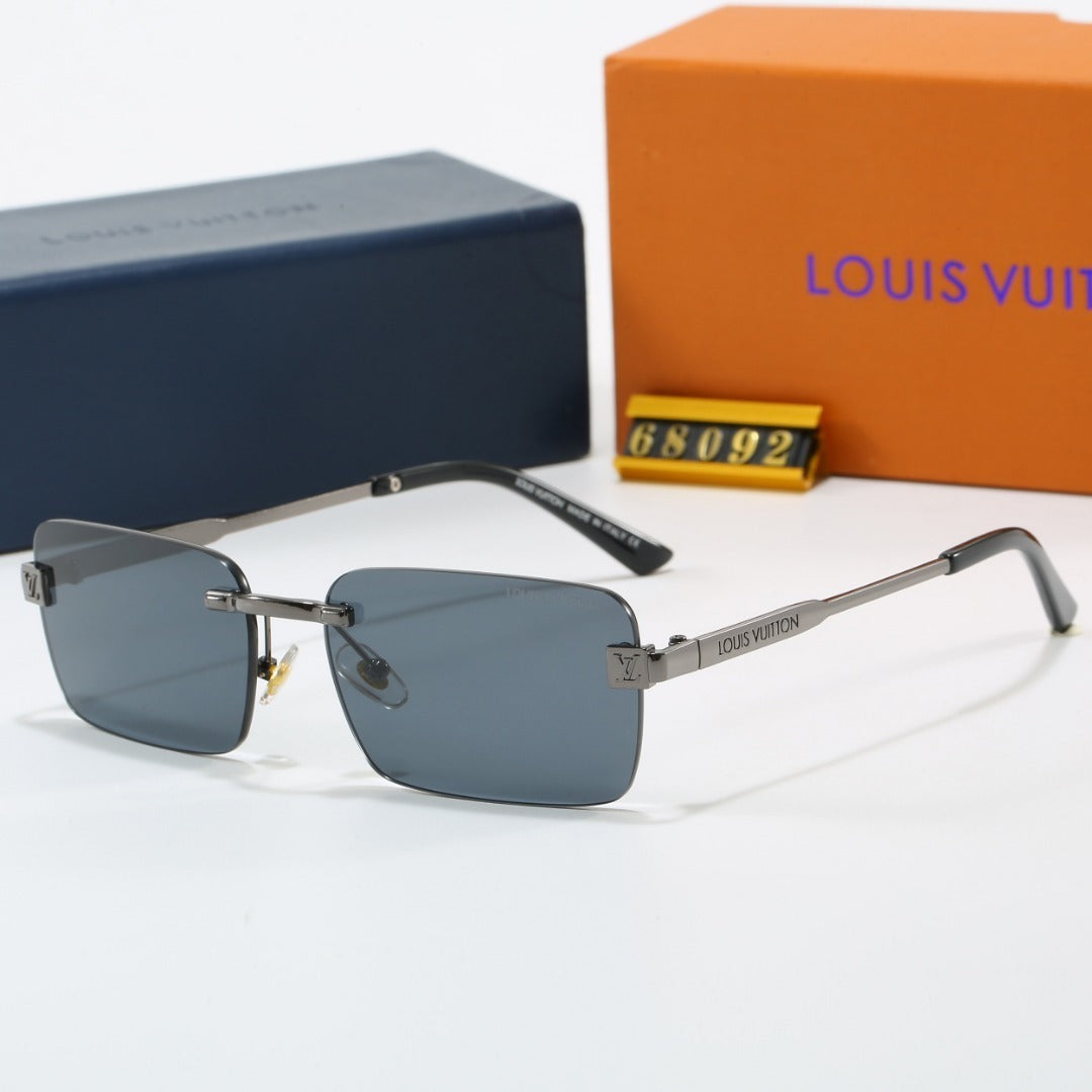 Rimless Square Sunglasses with Side Metal Logo  68092