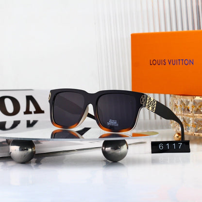 Square Frame Sunglasses with Side Metal Pattern  6117