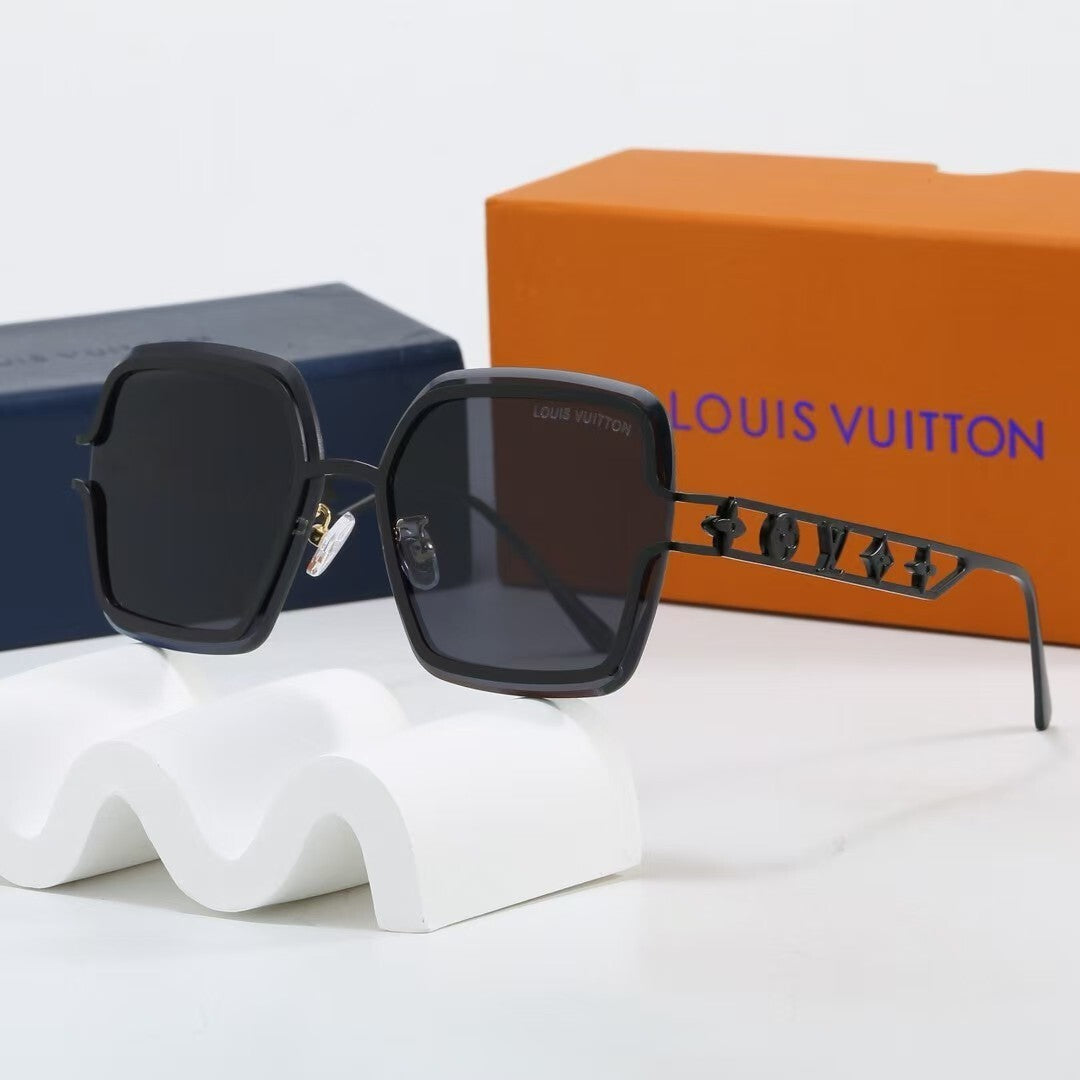 Metal Oversized Frame Sunglasses with Monogram Temples