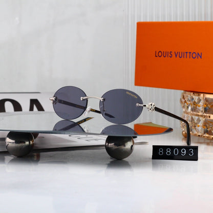 Rimless Oval Metal Temple Sunglasses 88093