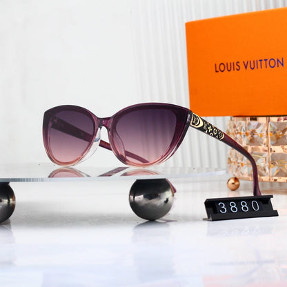 V-Logo Cat Eye Sunglasses with Monogram Temples (Model 3880)