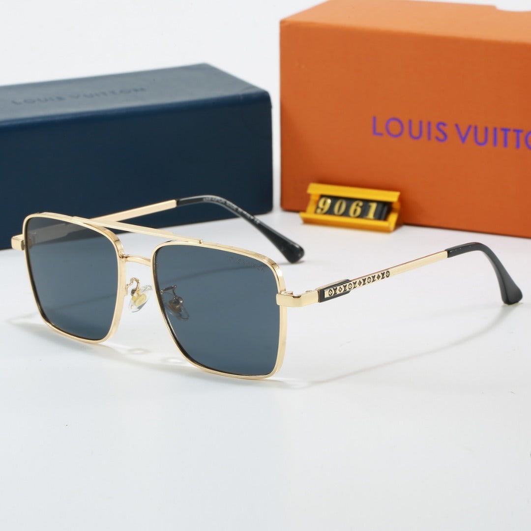 Metal Double Bridge Square Sunglasses  9061