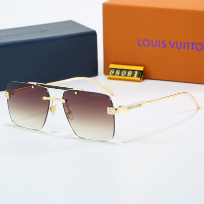 Double Bridge Rimless Metal Sunglasses 68091