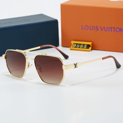 Metal Double Bridge Polygonal Sunglasses with Metal Logo  9065