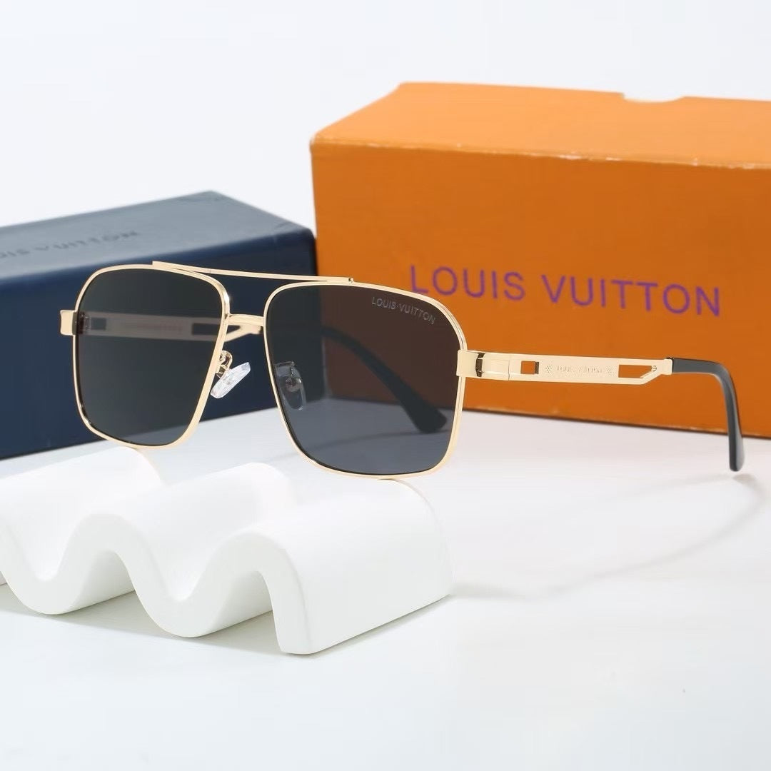 Double Bridge Metal Square Sunglasses