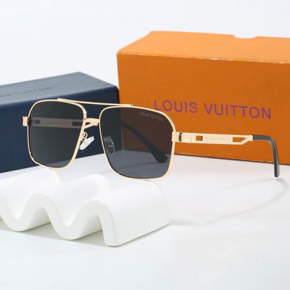 Double Bridge Metal Square Sunglasses