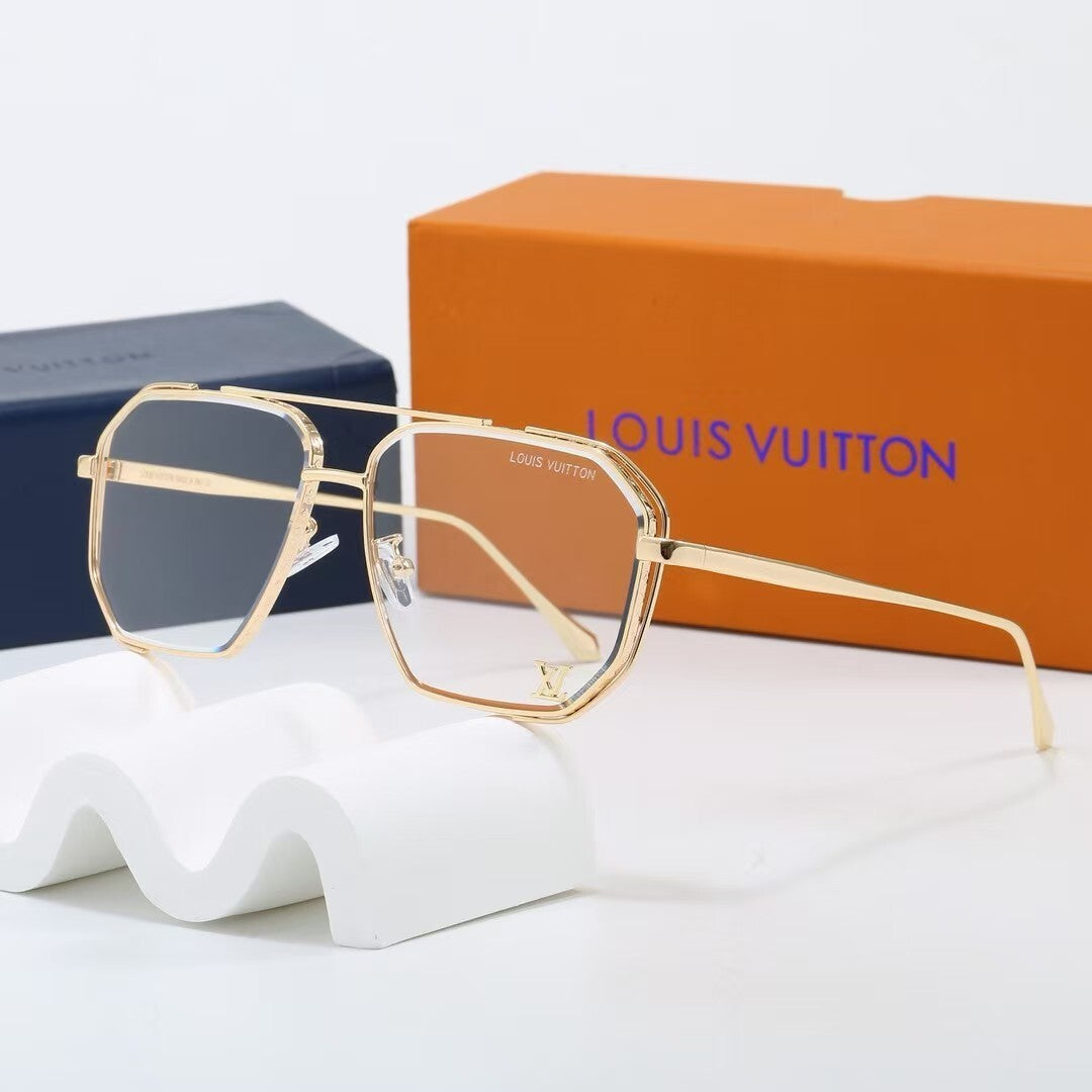 Metal Double Bridge Polygonal Sunglasses