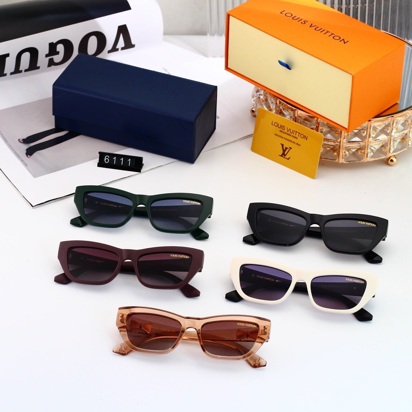 Square Sunglasses with Bow Detail (Model 6111)