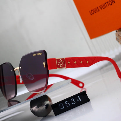 Diamond Star Rimless Sunglasses with Clover Detail (Model 3534)