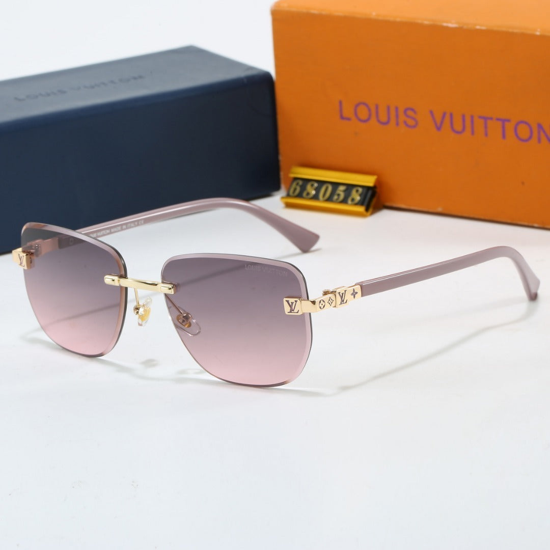 Metal Plaque Rimless Sunglasses