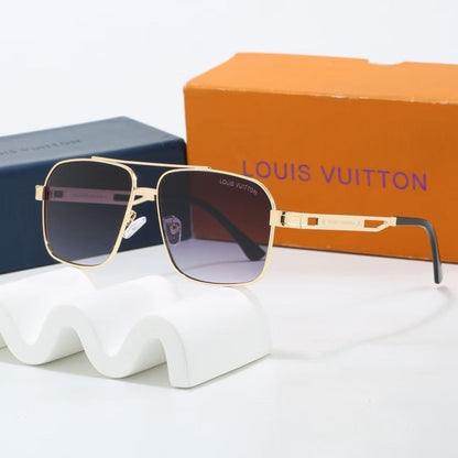 Double Bridge Metal Square Sunglasses