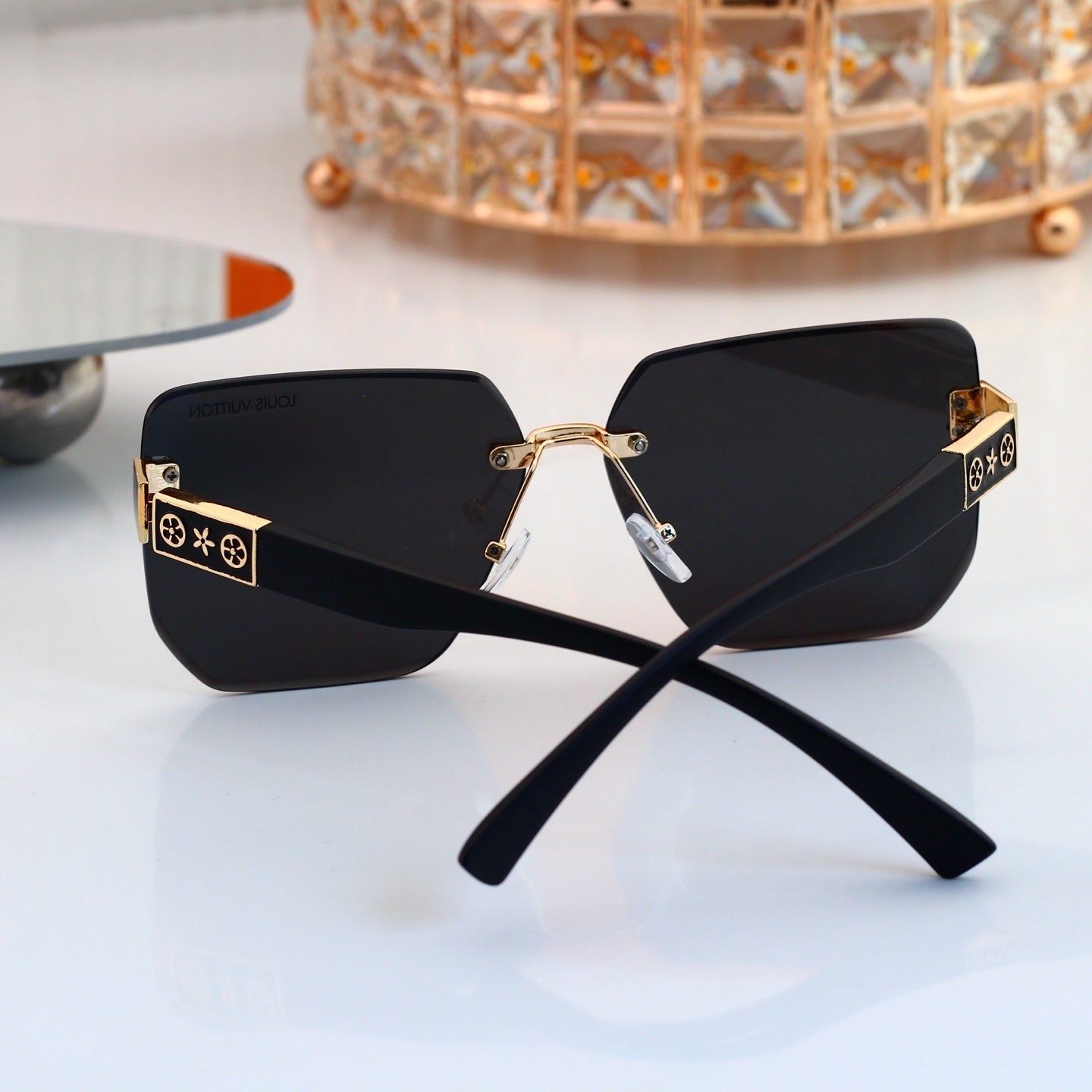 Rimless Sunglasses with Monogram Detail (Model 38739)