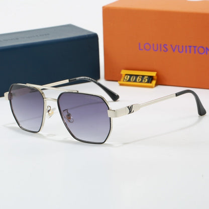 Metal Double Bridge Polygonal Sunglasses with Metal Logo  9065