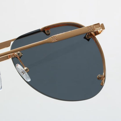 Metal Double Bridge Aviator Sunglasses with Monogram Details