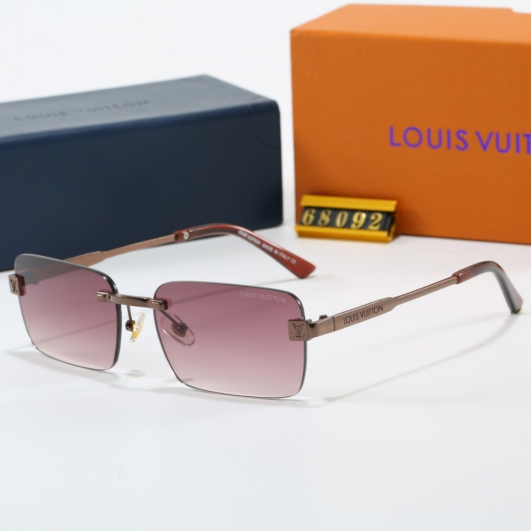 Rimless Square Sunglasses with Side Metal Logo  68092
