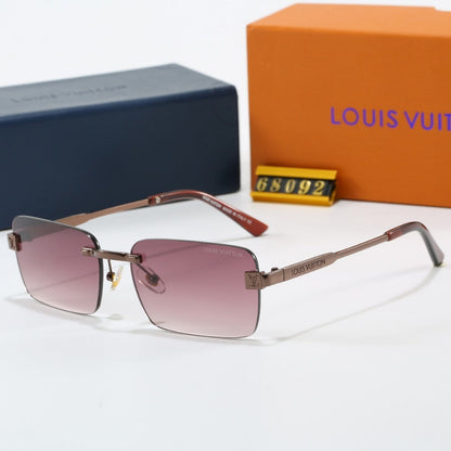 Rimless Square Sunglasses with Side Metal Logo  68092
