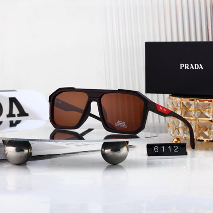 Fashion Metal Polygon Sunglasses With Logo 6112