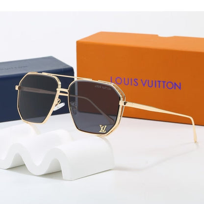 Metal Double Bridge Polygonal Sunglasses