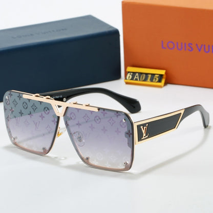 Metal Oversized Frame Sunglasses with Side Metal Logo 6A015
