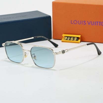 Metal Double Bridge Square Sunglasses with Metal Logo 9063