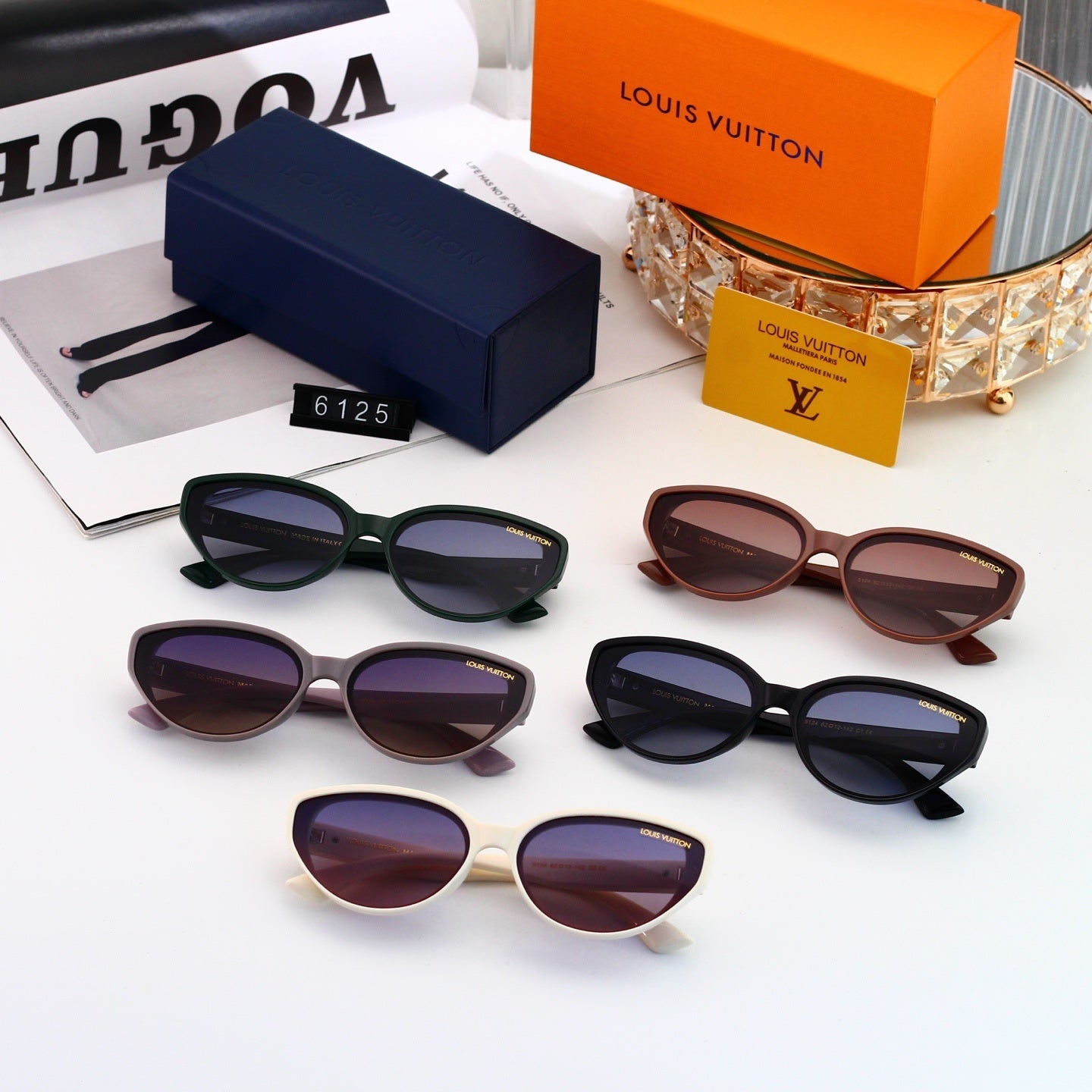 Cat Eye Sunglasses with Patterned Temples (Model 6125)
