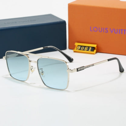 Metal Double Bridge Square Sunglasses  9061