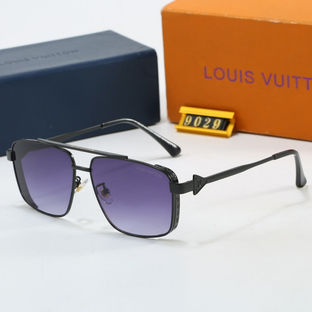 Double Bridge Metal Square Sunglasses