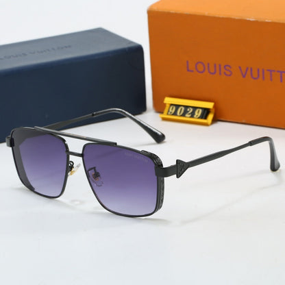 Double Bridge Metal Square Sunglasses