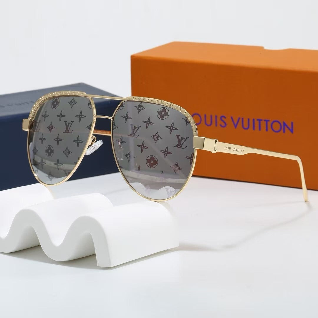 Metal Aviator Frame Decorated Sunglasses