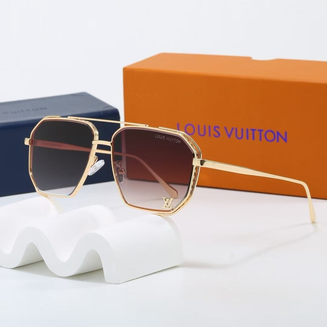 Metal Double Bridge Polygonal Sunglasses