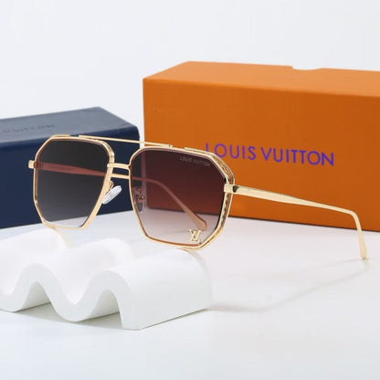 Metal Double Bridge Polygonal Sunglasses