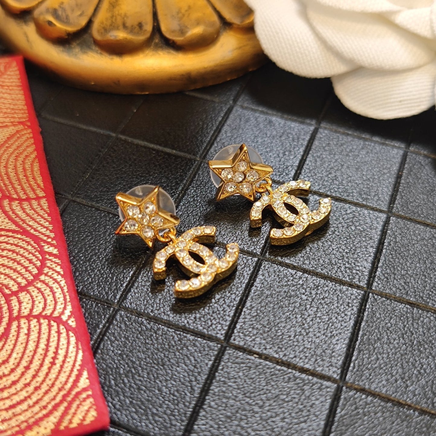 Trendy Diamond Star Logo Earrings