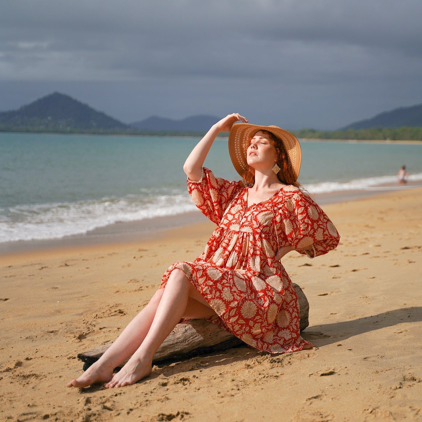 Hawa Short Dress- Rust Sunflower