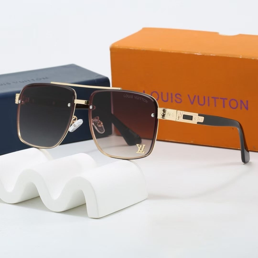 Double Bridge Metal Plaque Square Sunglasses