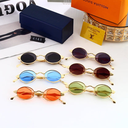 Fashion Metal Logo Polygon Sunglasses 4141