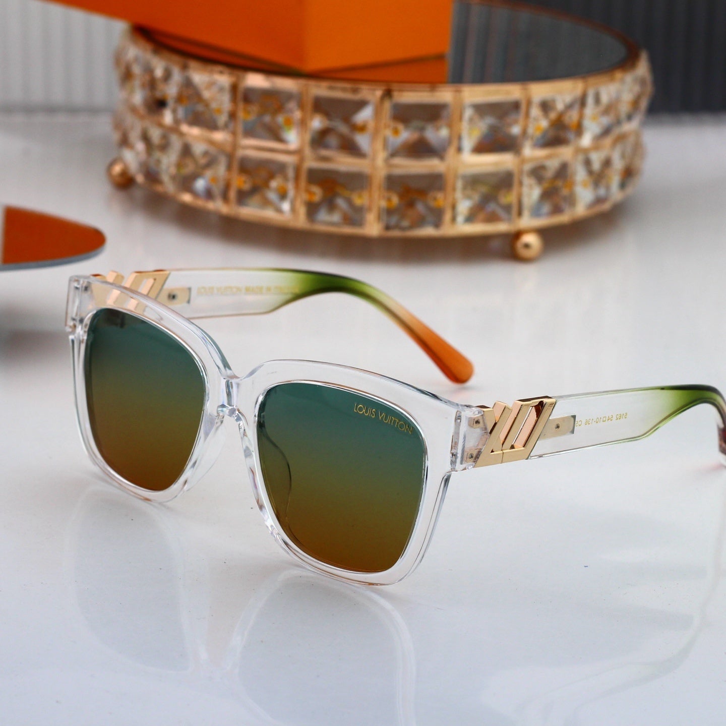 Square Sunglasses with Metal Side Detail  6163