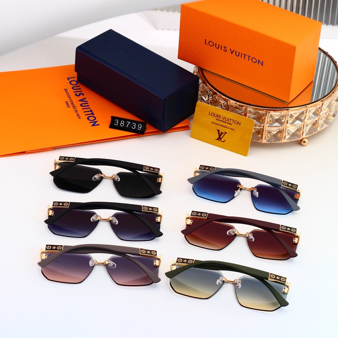 Rimless Sunglasses with Monogram Detail (Model 38739)