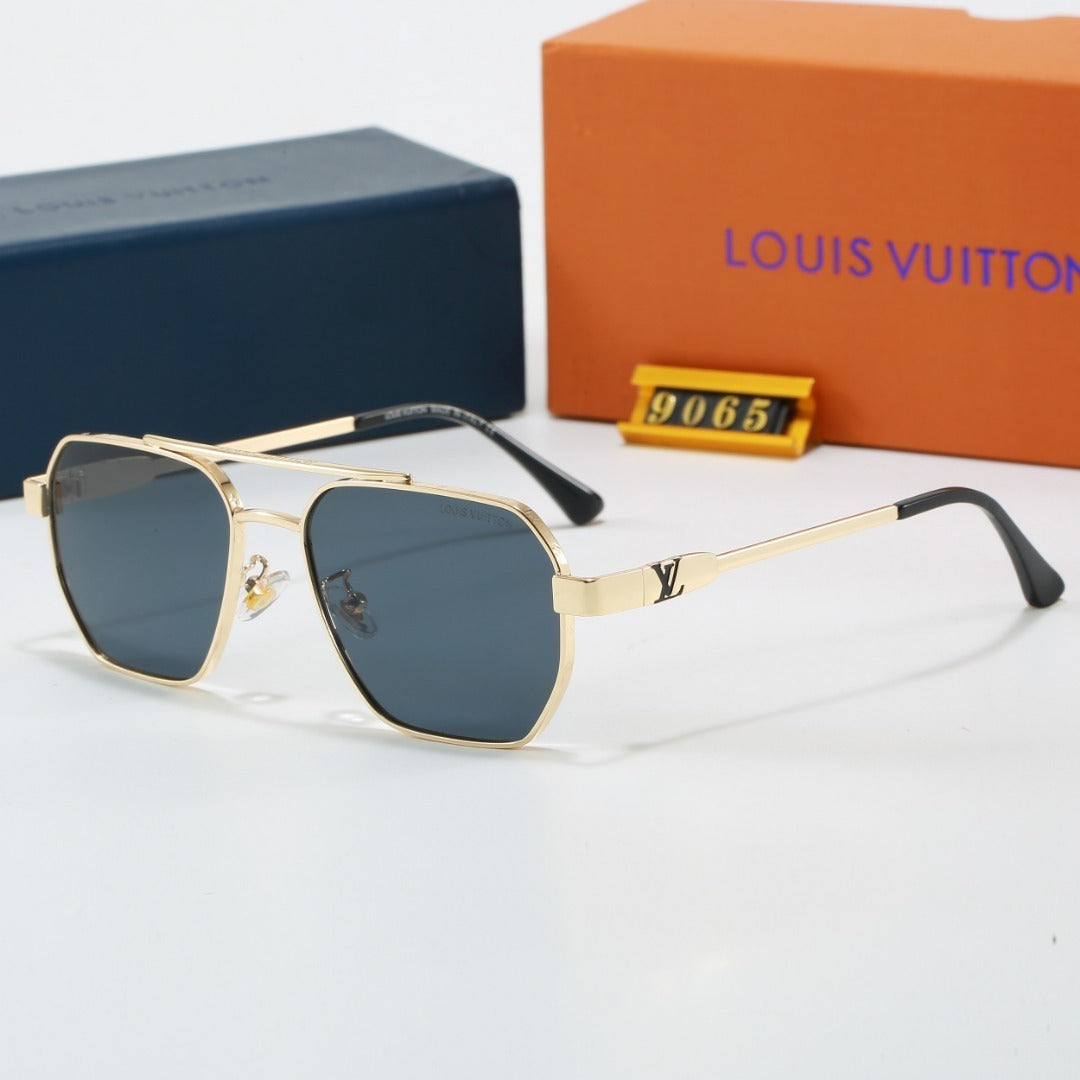 Metal Double Bridge Polygonal Sunglasses with Metal Logo  9065