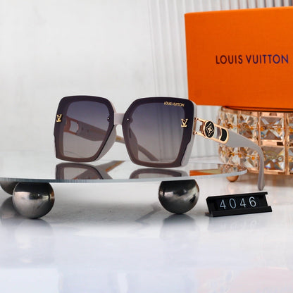 Oversized Sunglasses with Hollow Metal Logo 4046