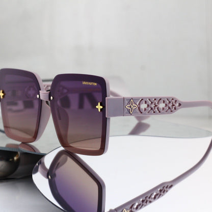 Oversized Square Sunglasses with Cut-out Star Accents 3346