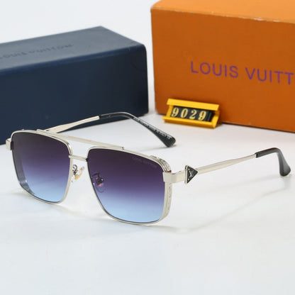 Double Bridge Metal Square Sunglasses
