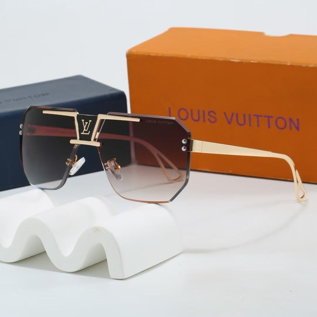 Frameless Polygonal Metal Beam Sunglasses
