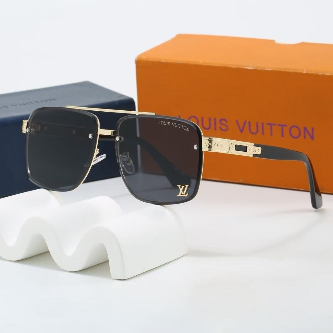 Double Bridge Metal Plaque Square Sunglasses