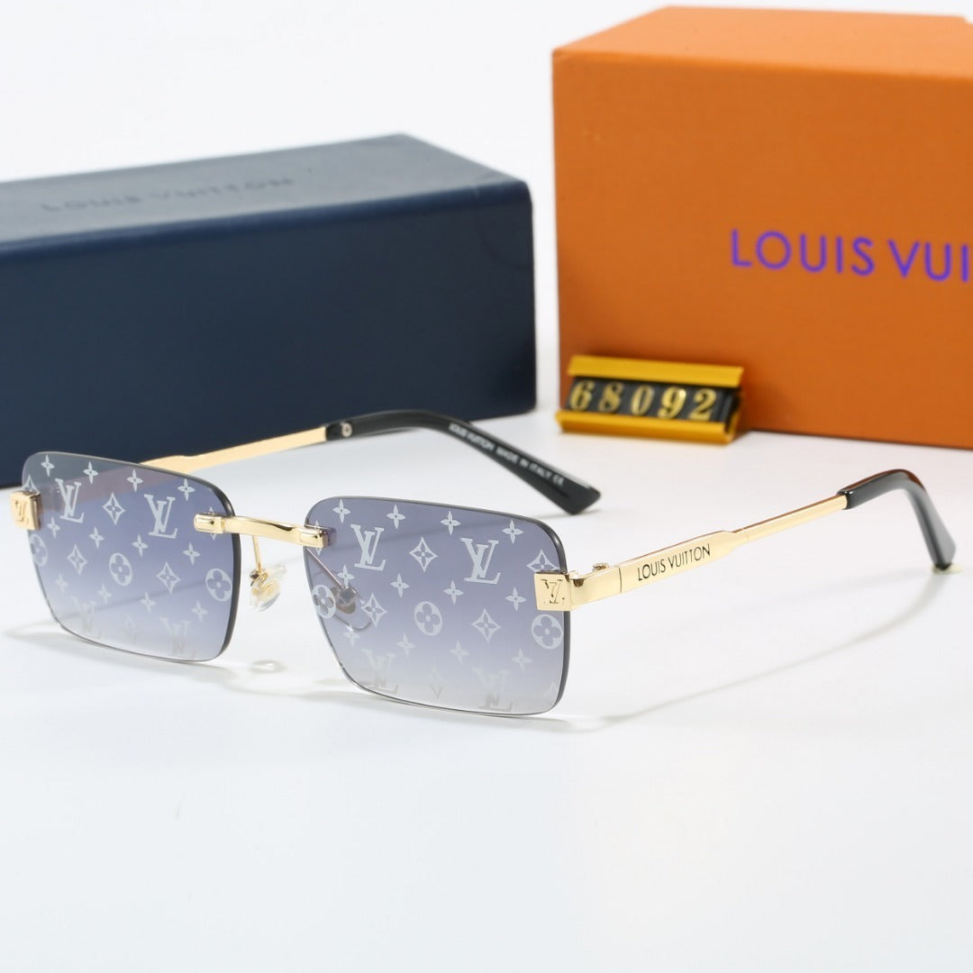 Rimless Square Sunglasses with Side Metal Logo  68092