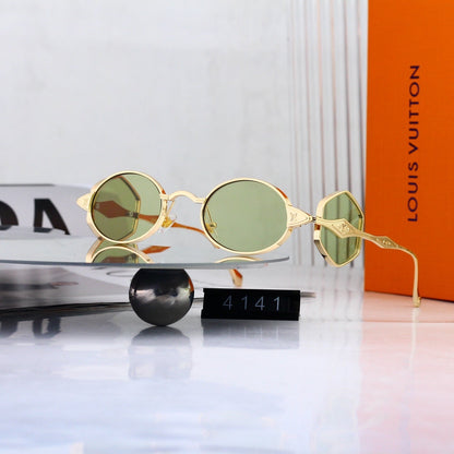 Fashion Metal Logo Polygon Sunglasses 4141