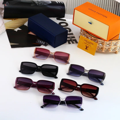 V-Logo Oversized Sunglasses with Monogram Temples (Model 3889)