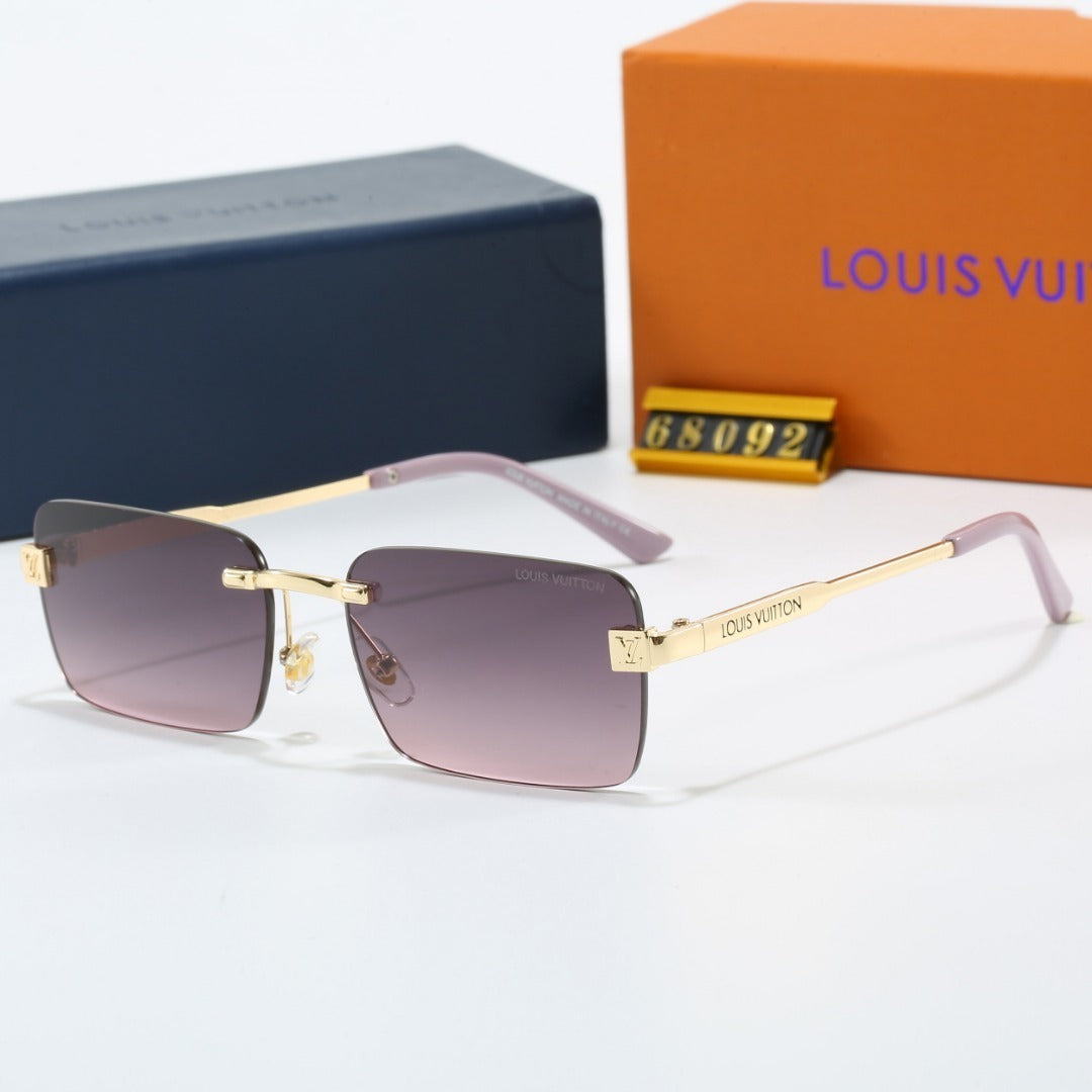 Rimless Square Sunglasses with Side Metal Logo  68092