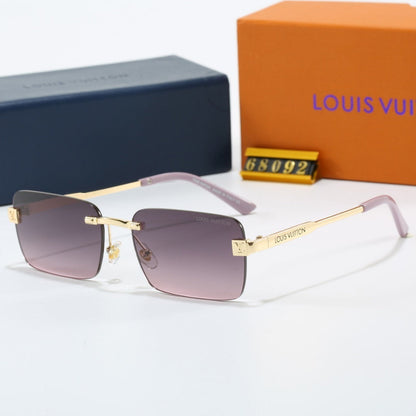 Rimless Square Sunglasses with Side Metal Logo  68092