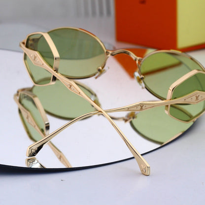 Fashion Metal Logo Polygon Sunglasses 4141
