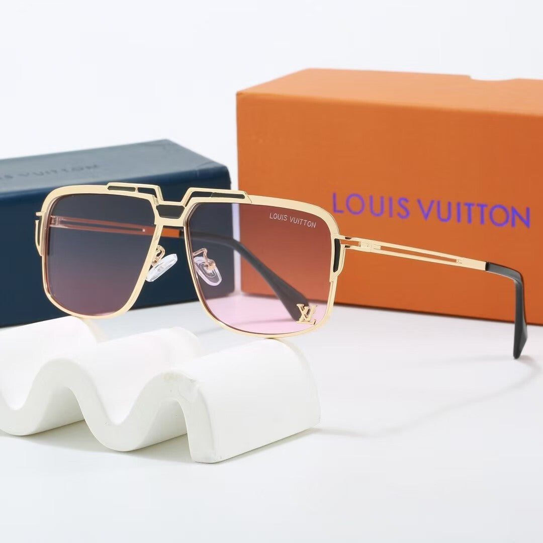 Metal Geometric Square Sunglasses with Metal Logo
